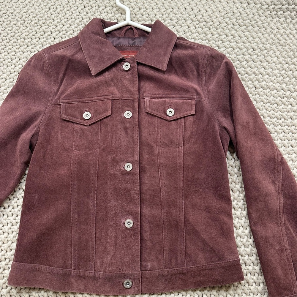 Women's Genuine Suede Jacket in Plum/Mauve - Real Suede!